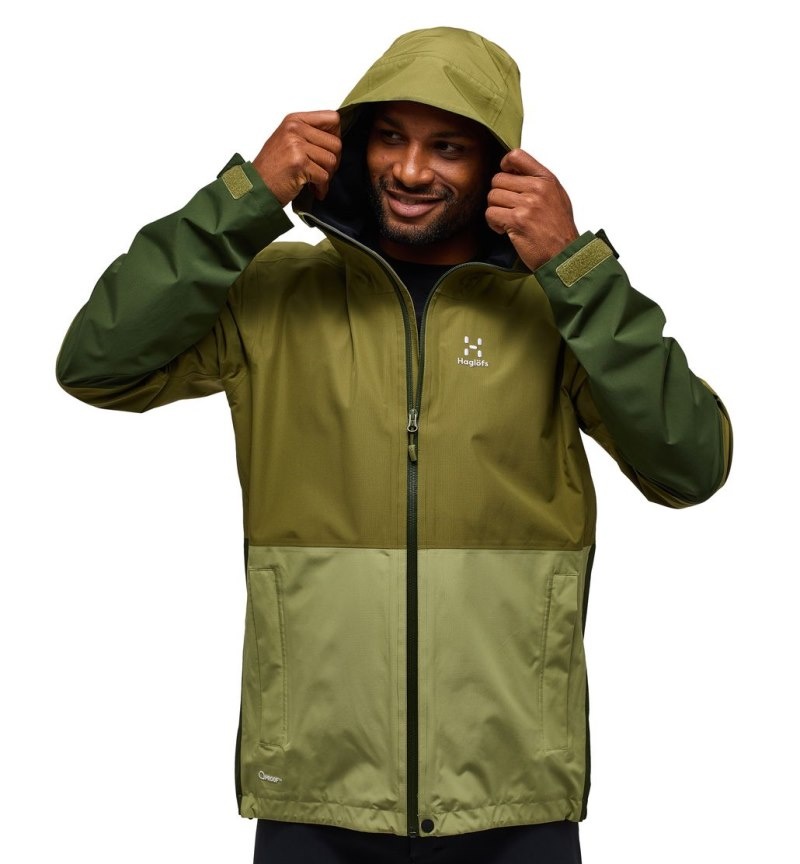 Men's Haglöfs Finch Proof Jacket Windbreaker Olive Green / Green Canada | JI49-089