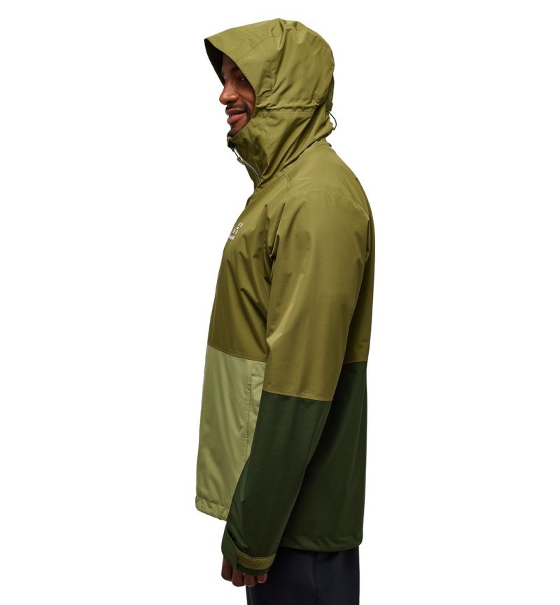 Men's Haglöfs Finch Proof Jacket Windbreaker Olive Green / Green Canada | JI49-089