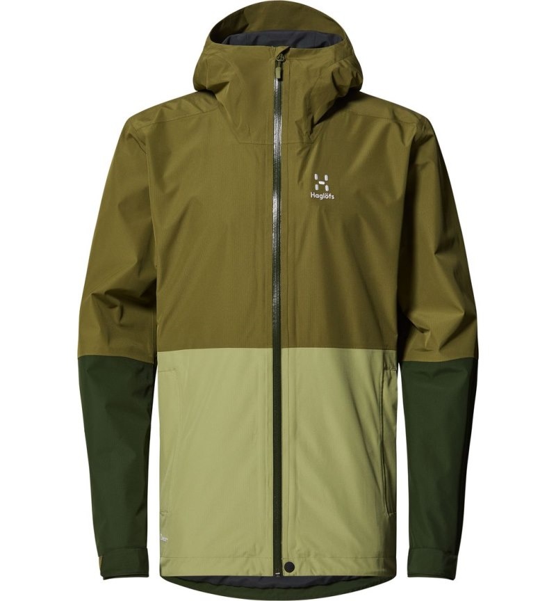 Men's Haglöfs Finch Proof Jacket Windbreaker Olive Green / Green Canada | JI49-089