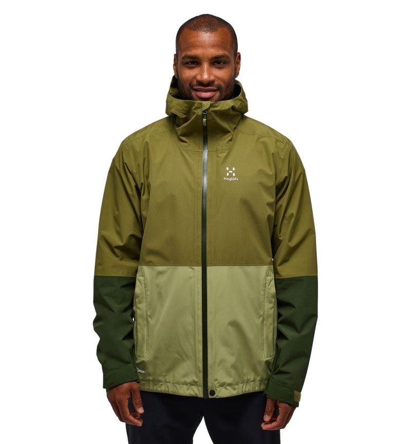 Men\'s Haglöfs Finch Proof Jacket Windbreaker Olive Green / Green Canada | JI49-089