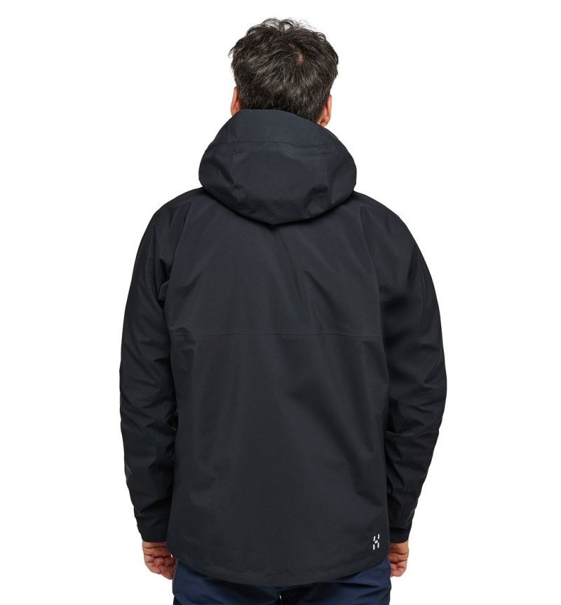 Men's Haglöfs Front Proof Jacket Windbreaker Black Canada | WL51-309