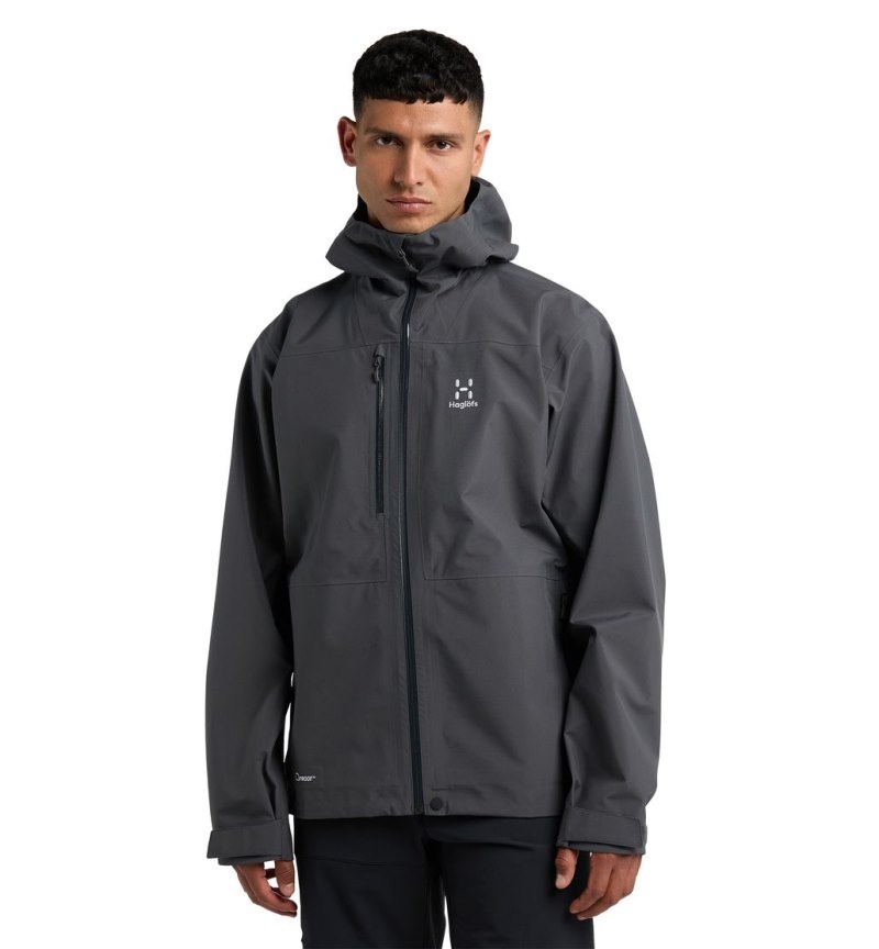 Men\'s Haglöfs Front Proof Jacket Windbreaker Magnetite Canada | TW57-870