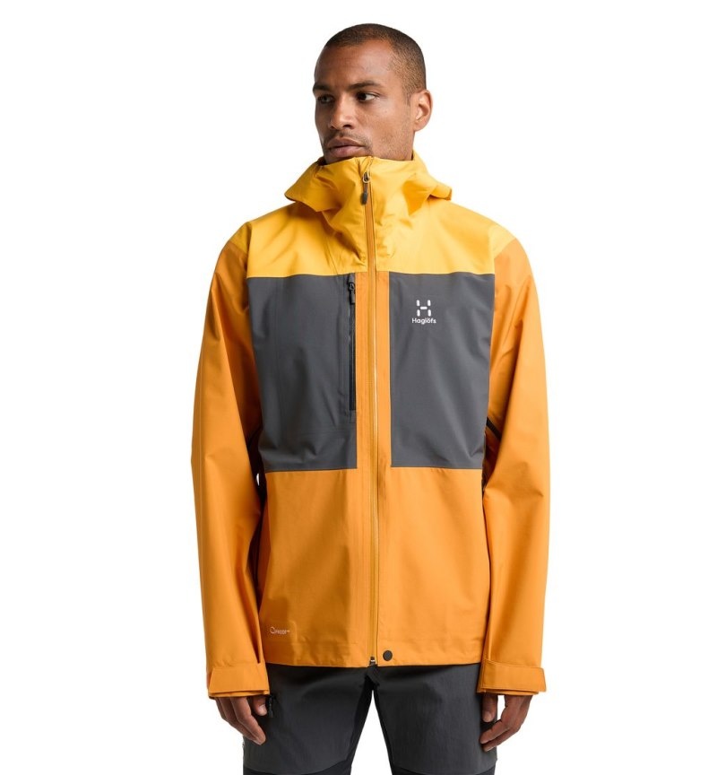 Men\'s Haglöfs Front Proof Jacket Windbreaker Yellow / Yellow Canada | DA50-069