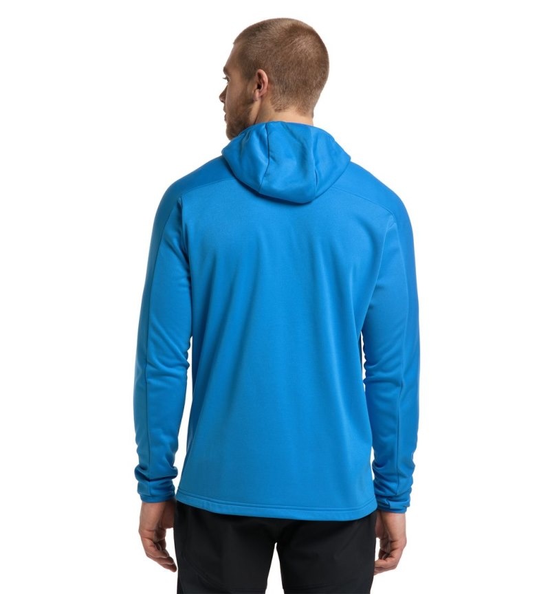 Men's Haglöfs Frost Mid Hood Fleece Jackets Blue Canada | ZH74-812