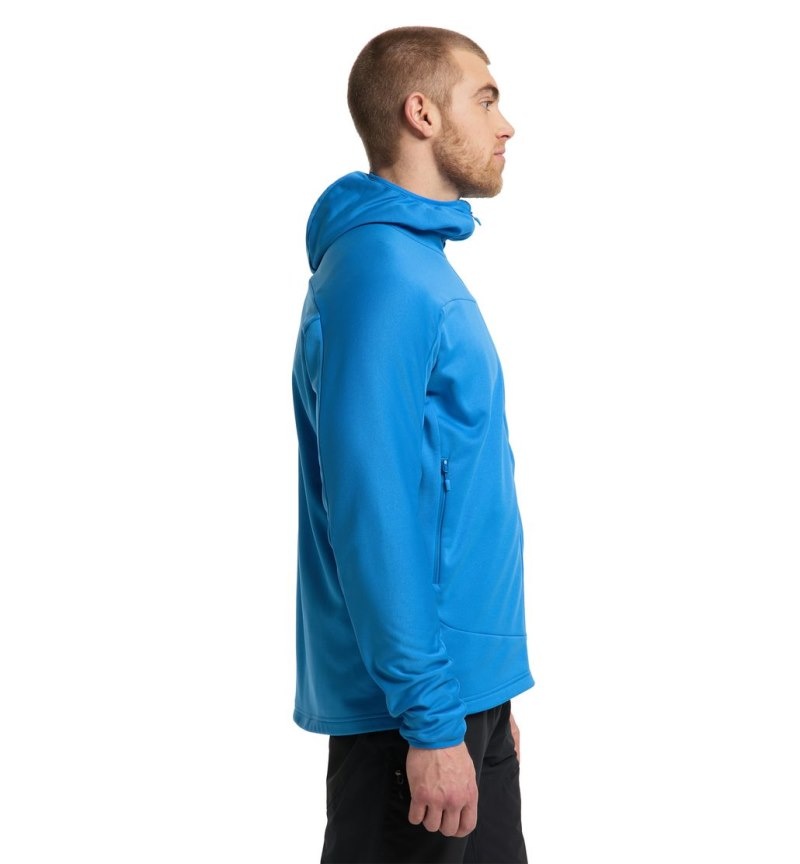 Men's Haglöfs Frost Mid Hood Fleece Jackets Blue Canada | ZH74-812