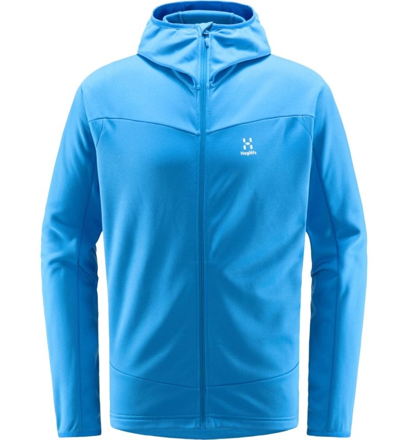 Men's Haglöfs Frost Mid Hood Fleece Jackets Blue Canada | ZH74-812