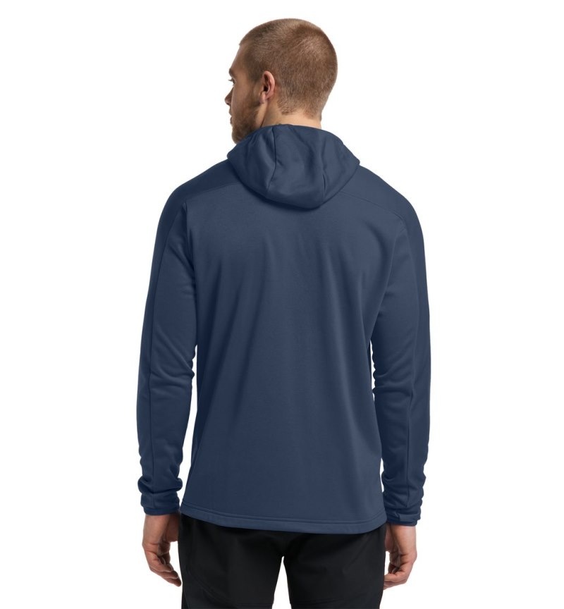 Men's Haglöfs Frost Mid Hood Fleece Jackets Blue Canada | DY87-880