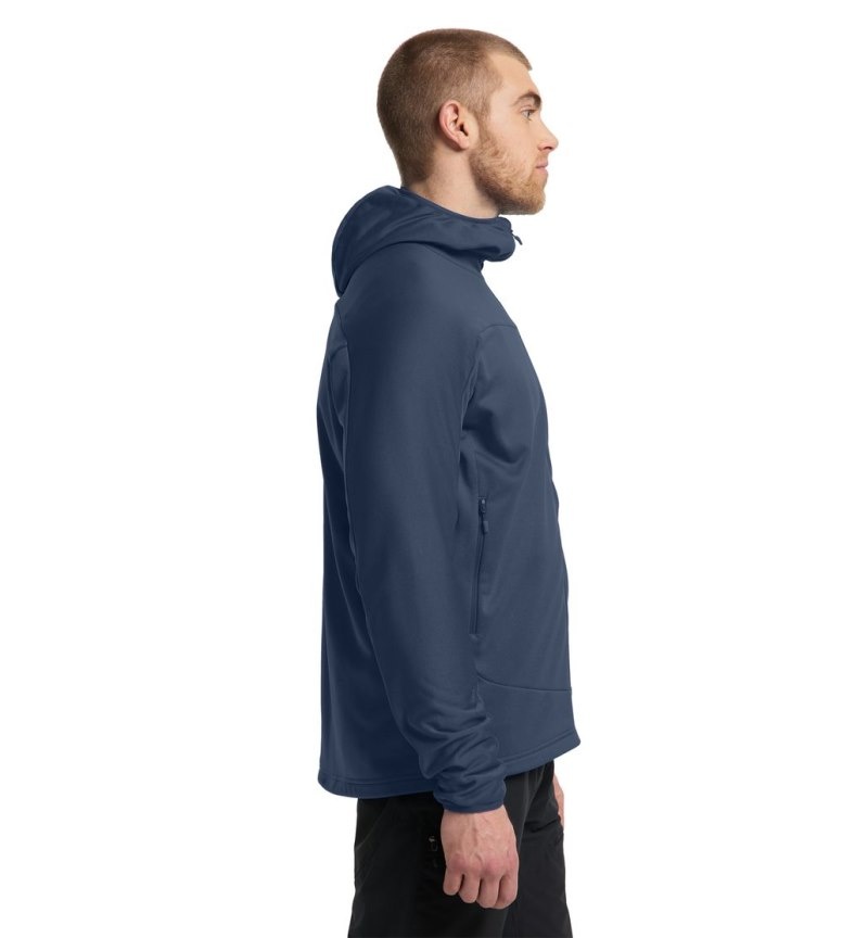 Men's Haglöfs Frost Mid Hood Fleece Jackets Blue Canada | DY87-880