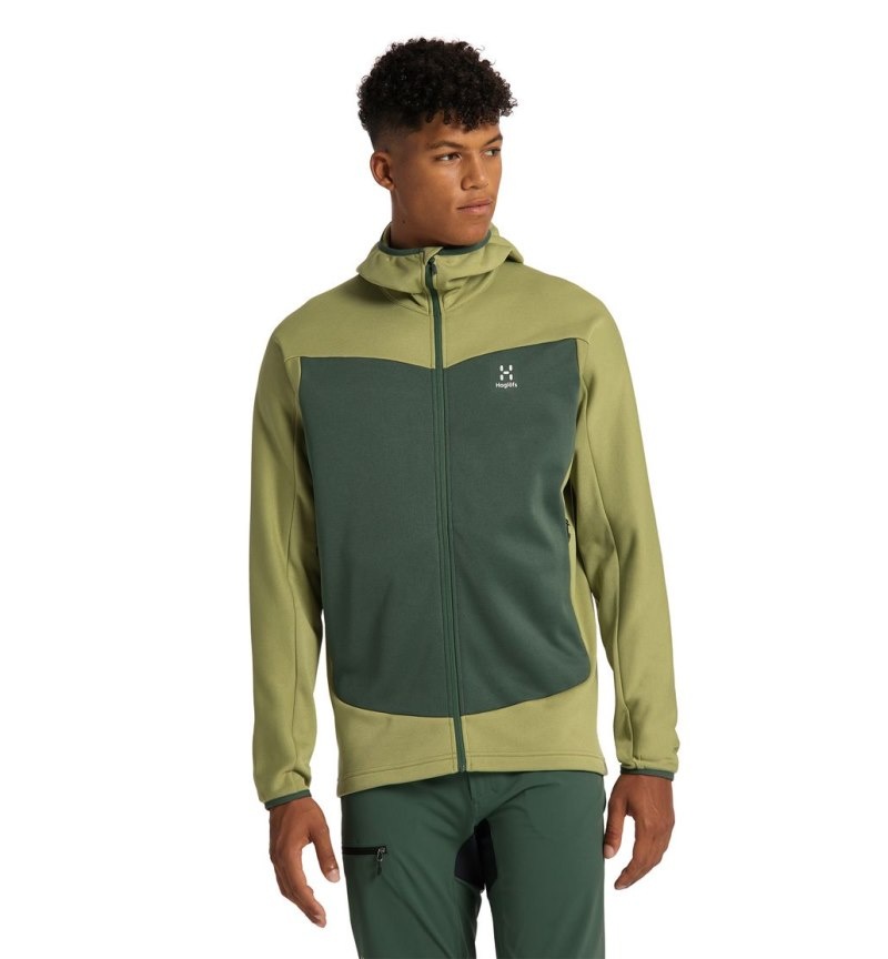 Men's Haglöfs Frost Mid Hood Fleece Jackets Green / Green Canada | GJ70-568