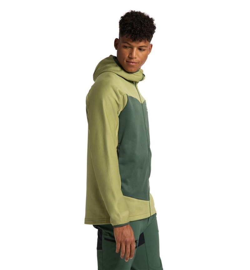 Men's Haglöfs Frost Mid Hood Fleece Jackets Green / Green Canada | GJ70-568