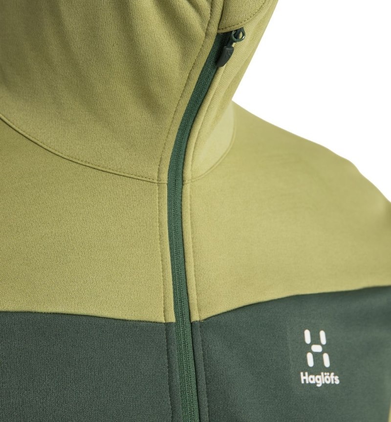 Men's Haglöfs Frost Mid Hood Fleece Jackets Green / Green Canada | GJ70-568