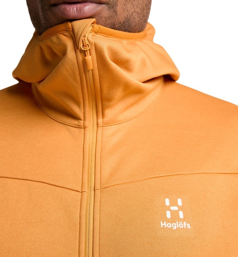 Men's Haglöfs Frost Mid Hood Fleece Jackets Yellow Canada | WL67-645