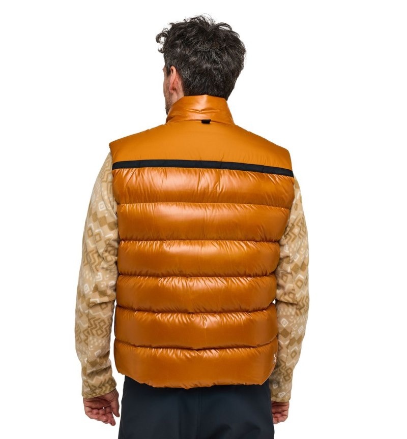 Men's Haglöfs Funäs Down Vest Insulated Jackets Golden Brown Canada | CZ60-022