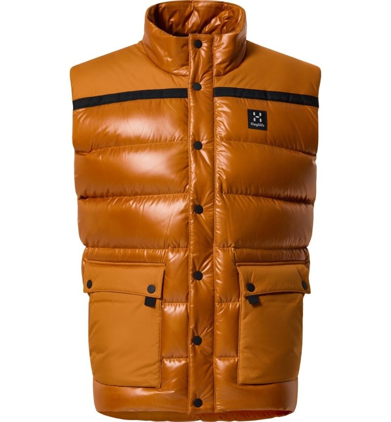 Men's Haglöfs Funäs Down Vest Insulated Jackets Golden Brown Canada | CZ60-022