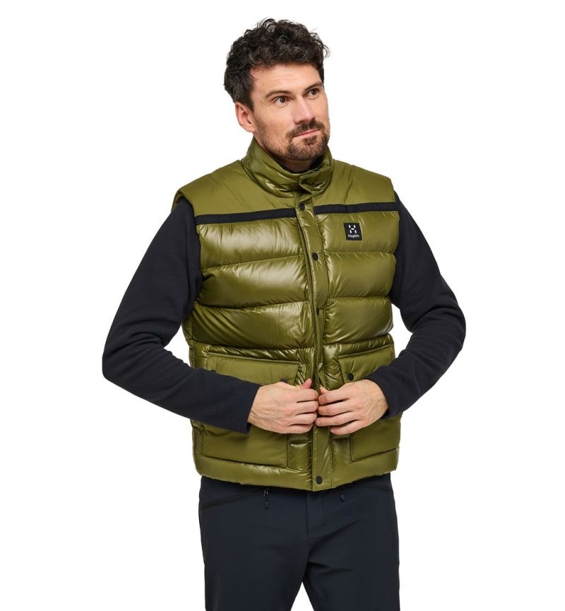 Men's Haglöfs Funäs Down Vest Insulated Jackets Olive Green Canada | DT24-752