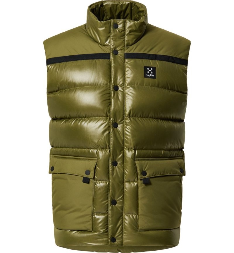 Men's Haglöfs Funäs Down Vest Insulated Jackets Olive Green Canada | DT24-752