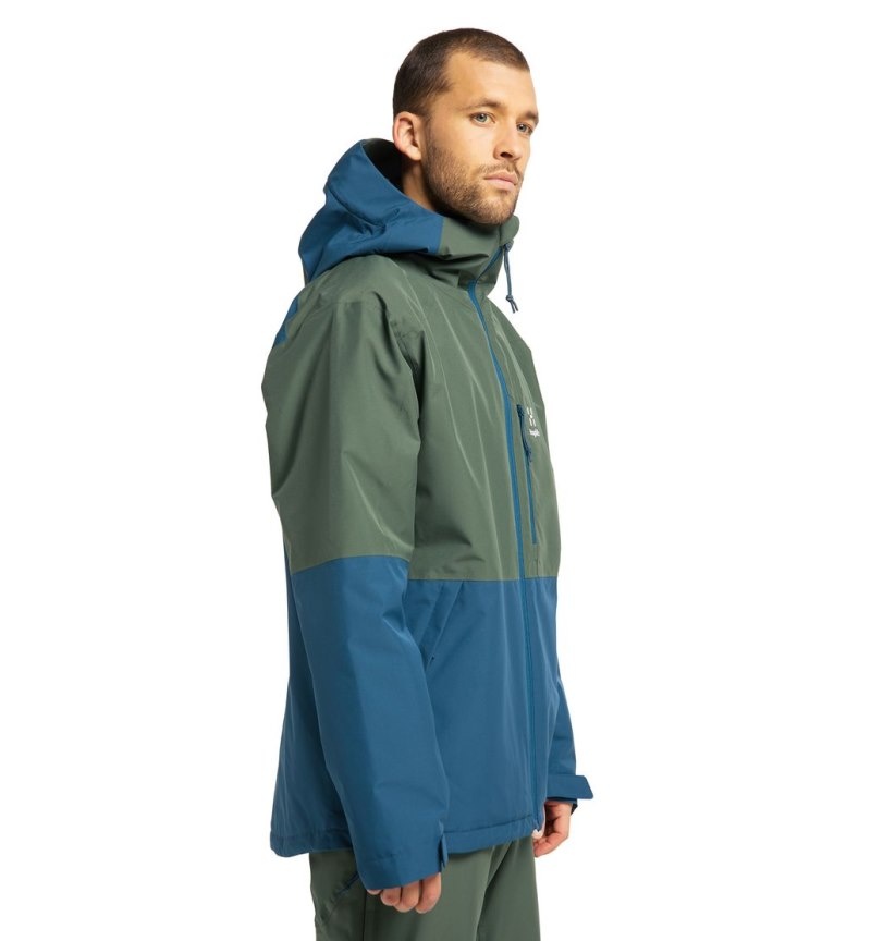 Men's Haglöfs Gondol Insulated Jacket Waterproof Jackets & Raincoats Dark Ocean / Green Canada | XK95-884