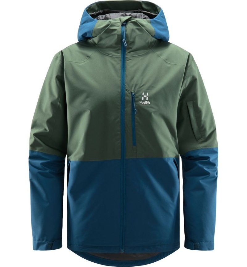 Men's Haglöfs Gondol Insulated Jacket Waterproof Jackets & Raincoats Dark Ocean / Green Canada | XK95-884