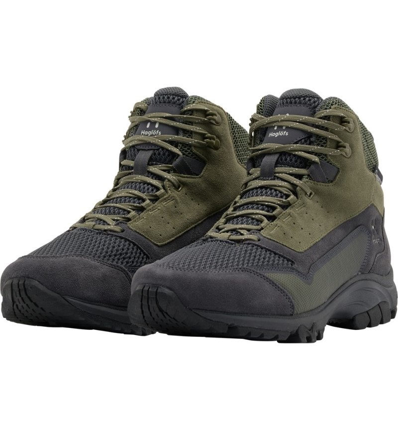 Men's Haglöfs Haglöfs Skuta Proof Mid Hiking Shoes Magnetite / Olive Green Canada | SH80-605