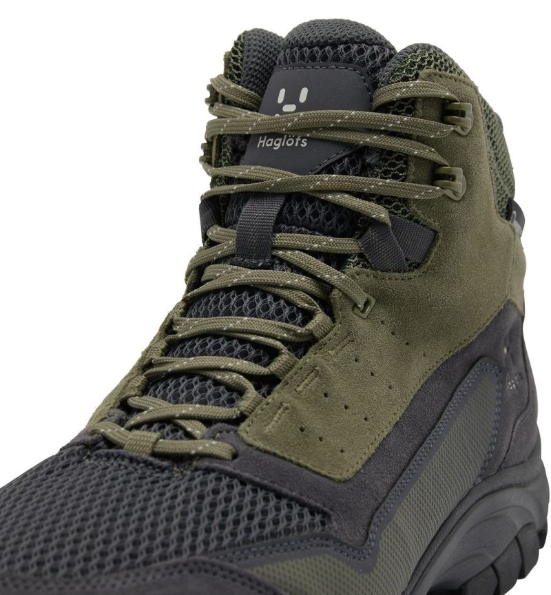 Men's Haglöfs Haglöfs Skuta Proof Mid Hiking Shoes Magnetite / Olive Green Canada | SH80-605