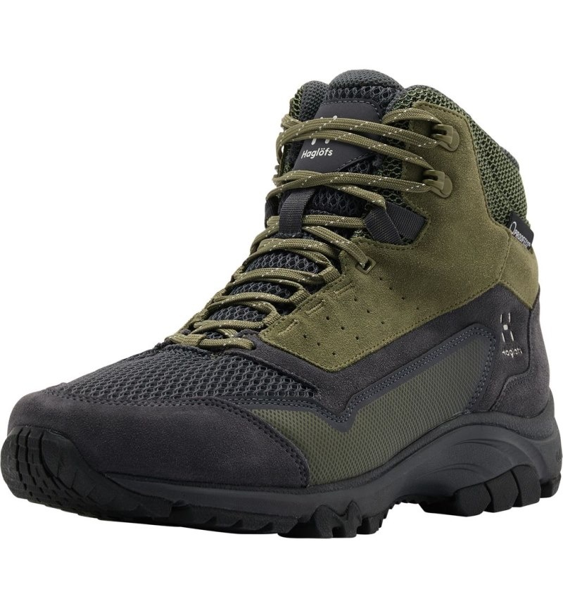 Men's Haglöfs Haglöfs Skuta Proof Mid Hiking Shoes Magnetite / Olive Green Canada | SH80-605