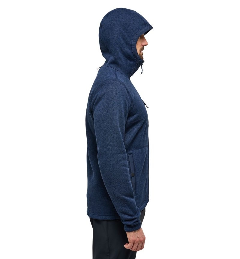 Men's Haglöfs Hede Mid Hood Fleece Jackets Blue Canada | GR54-844