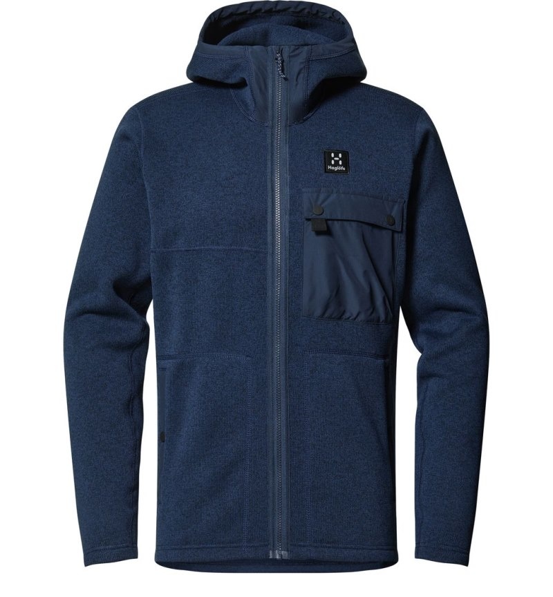 Men's Haglöfs Hede Mid Hood Fleece Jackets Blue Canada | GR54-844