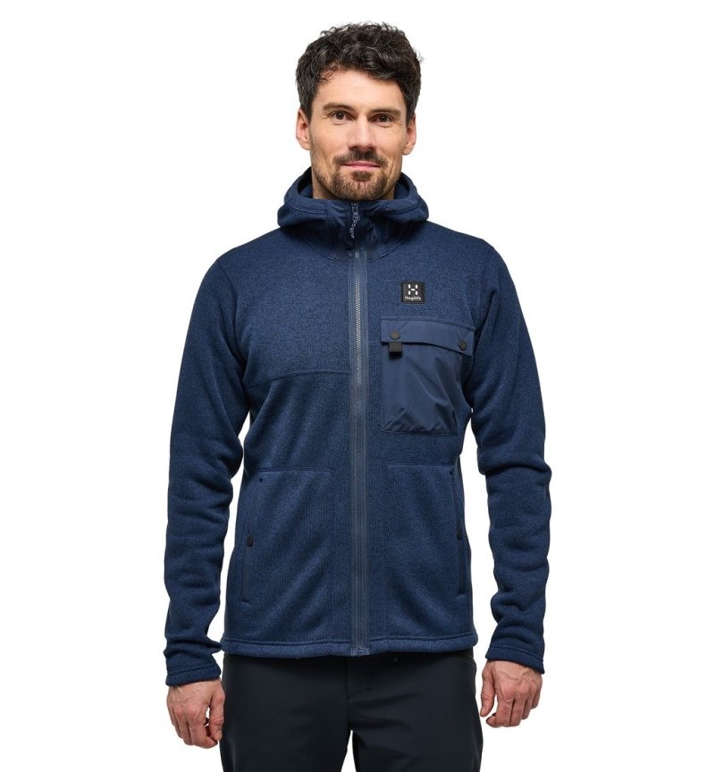 Men\'s Haglöfs Hede Mid Hood Fleece Jackets Blue Canada | GR54-844