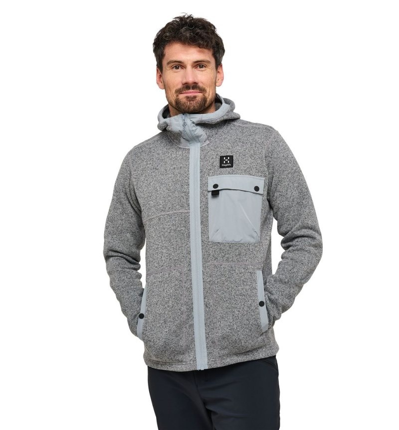 Men's Haglöfs Hede Mid Hood Fleece Jackets Concrete Canada | EW79-581