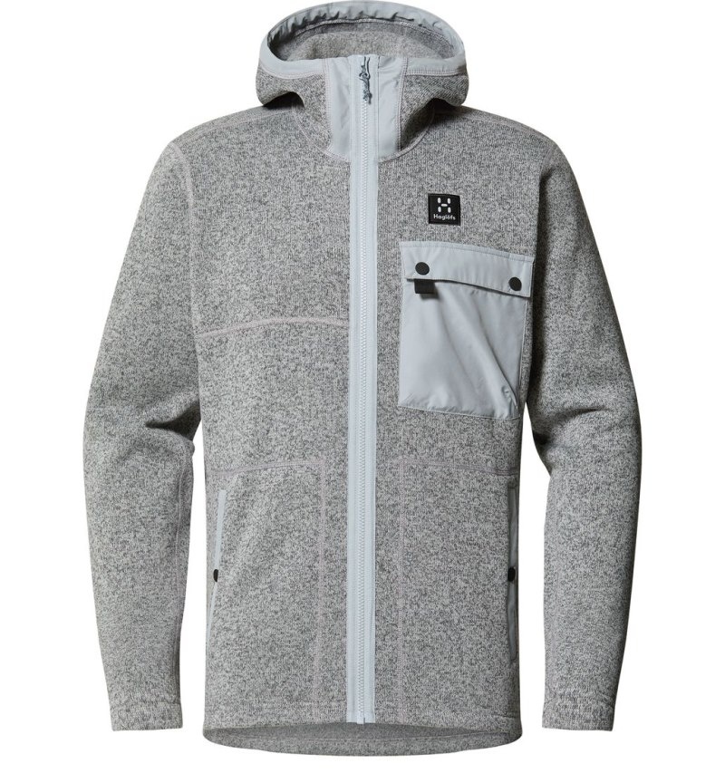 Men's Haglöfs Hede Mid Hood Fleece Jackets Concrete Canada | EW79-581