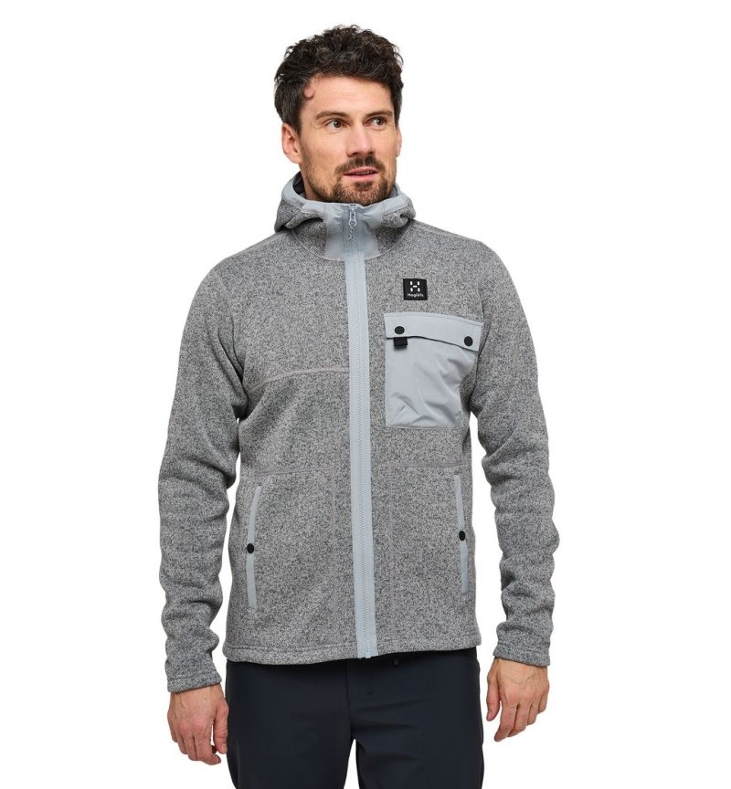 Men\'s Haglöfs Hede Mid Hood Fleece Jackets Concrete Canada | EW79-581