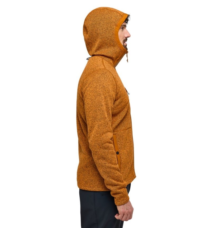 Men's Haglöfs Hede Mid Hood Fleece Jackets Golden Brown Canada | JA84-046