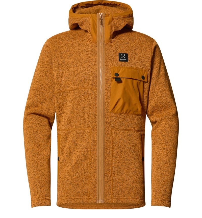 Men's Haglöfs Hede Mid Hood Fleece Jackets Golden Brown Canada | JA84-046