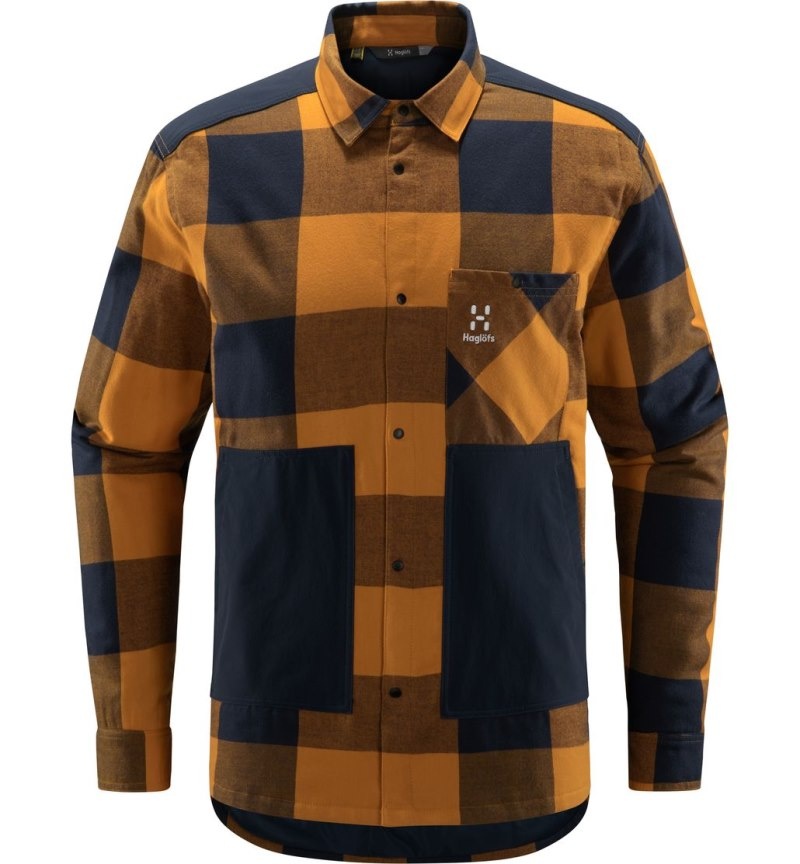 Men's Haglöfs Insulated Timmer Shirt Shirts Yellow / Blue Canada | QX09-679