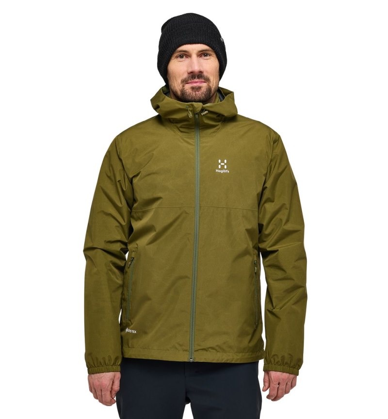 Men\'s Haglöfs Kaise GTX Jacket Windbreaker Olive Green Canada | AB34-861