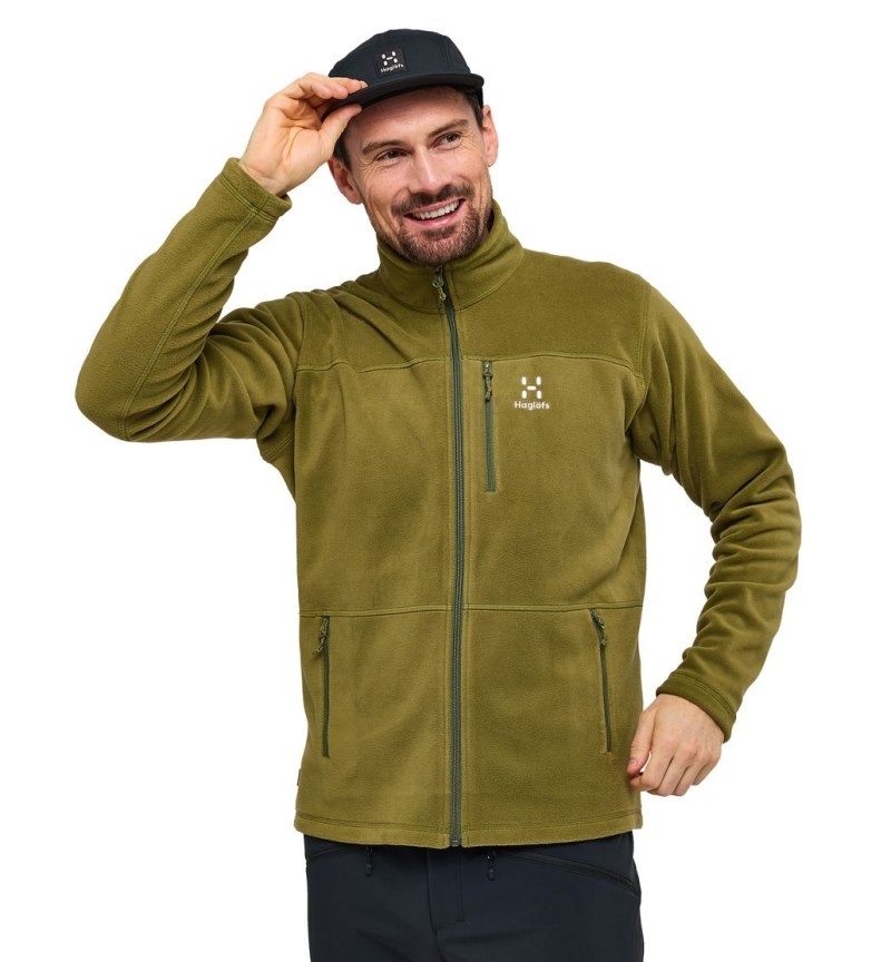 Men's Haglöfs Kaise Mid Jacket Fleece Jackets Olive Green Canada | UB67-296