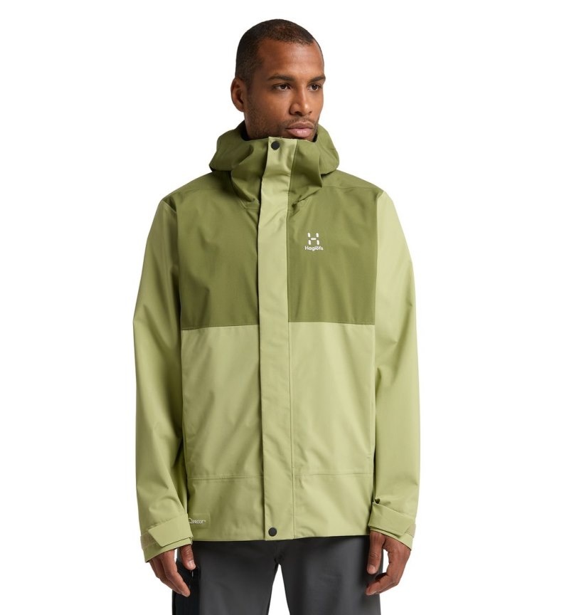 Men\'s Haglöfs Koyal Proof Jacket Windbreaker Green / Olive Green Canada | VH64-707