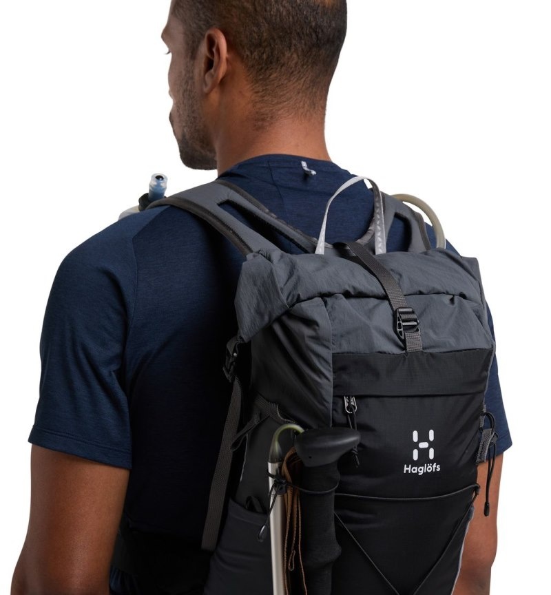 Men's Haglöfs L.I.M Airak 14 Hiking Backpacks Black / Magnetite Canada | TF40-207