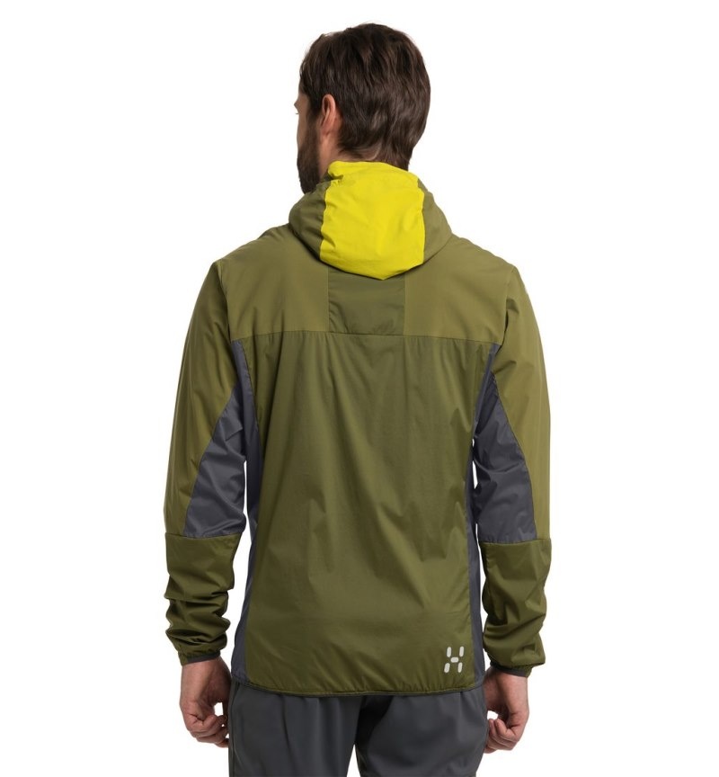 Men's Haglöfs L.I.M Alpha Hood Windbreaker Aurora / Olive Green Canada | DS24-857