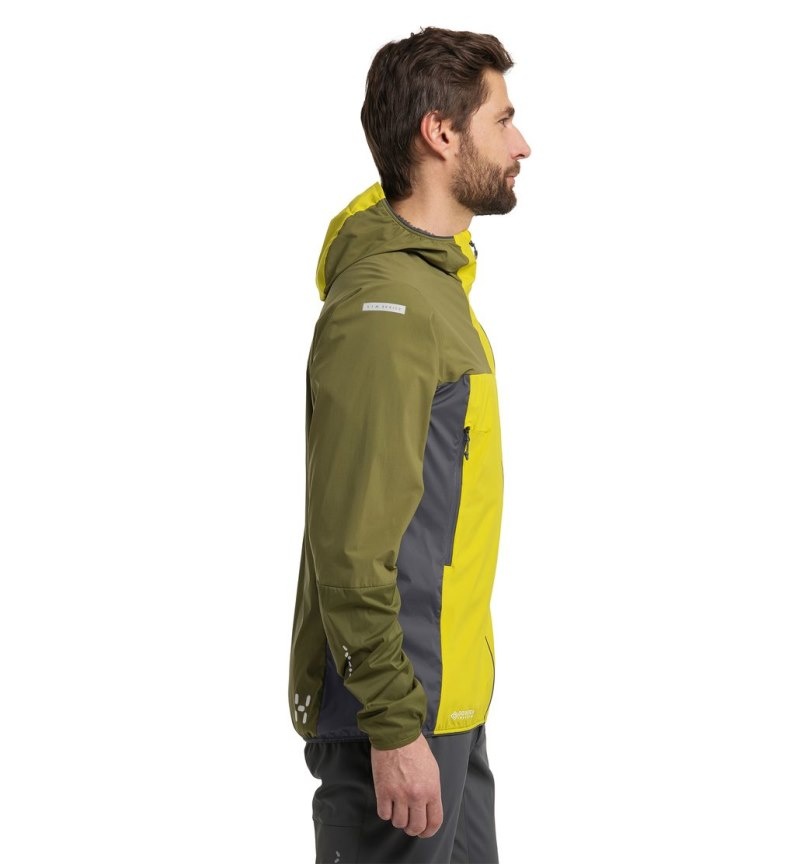 Men's Haglöfs L.I.M Alpha Hood Windbreaker Aurora / Olive Green Canada | DS24-857