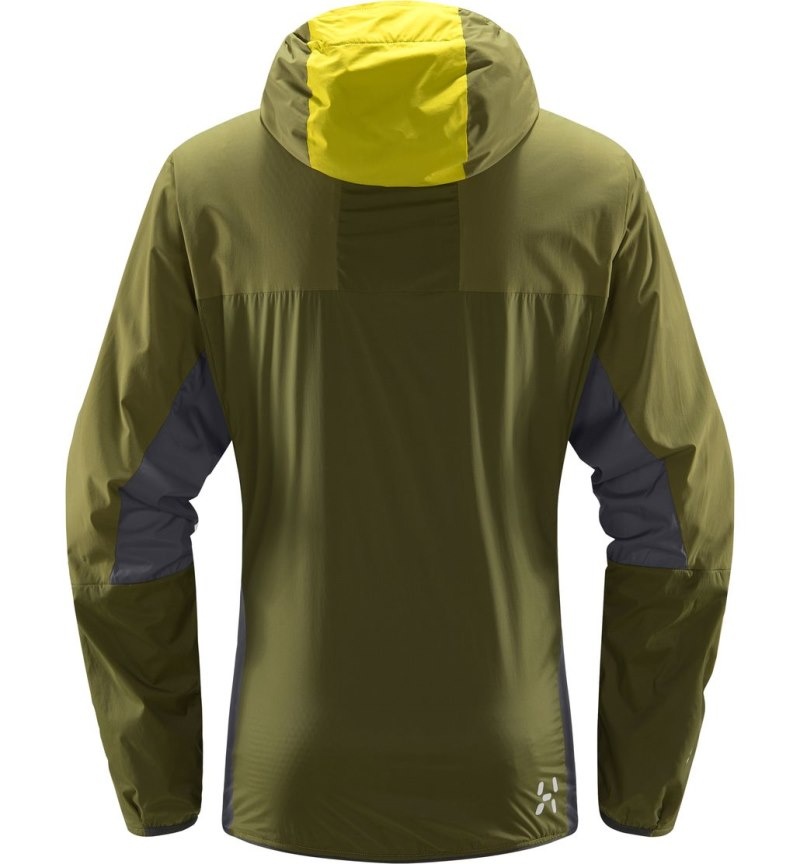 Men's Haglöfs L.I.M Alpha Hood Windbreaker Aurora / Olive Green Canada | DS24-857