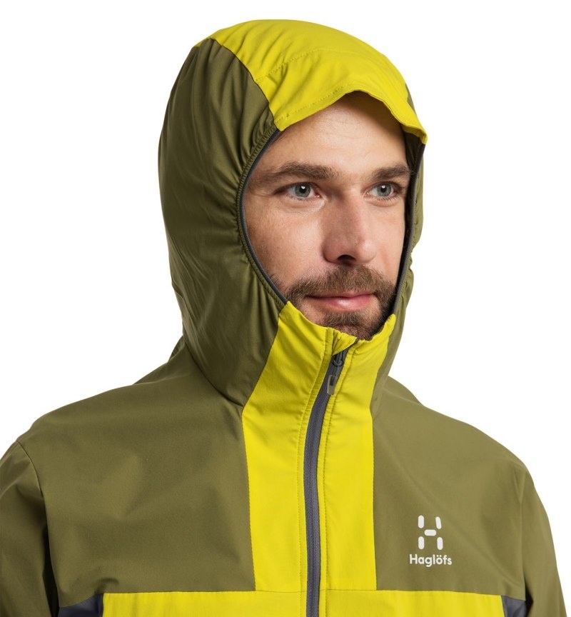 Men's Haglöfs L.I.M Alpha Hood Windbreaker Aurora / Olive Green Canada | DS24-857