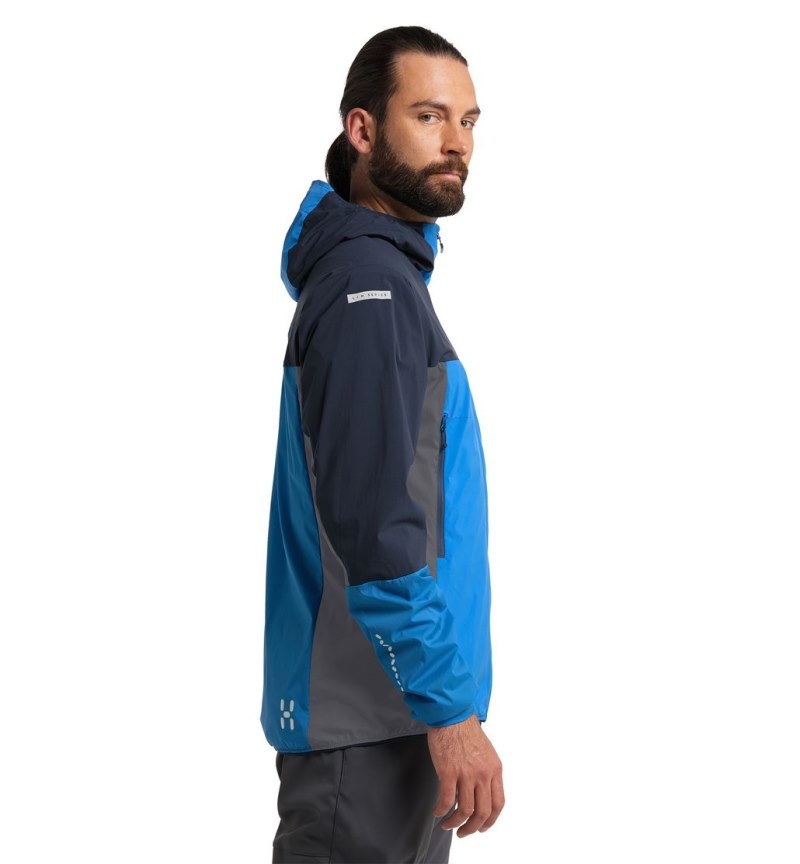 Men's Haglöfs L.I.M Alpha Hood Windbreaker Blue / Blue Canada | NK99-845