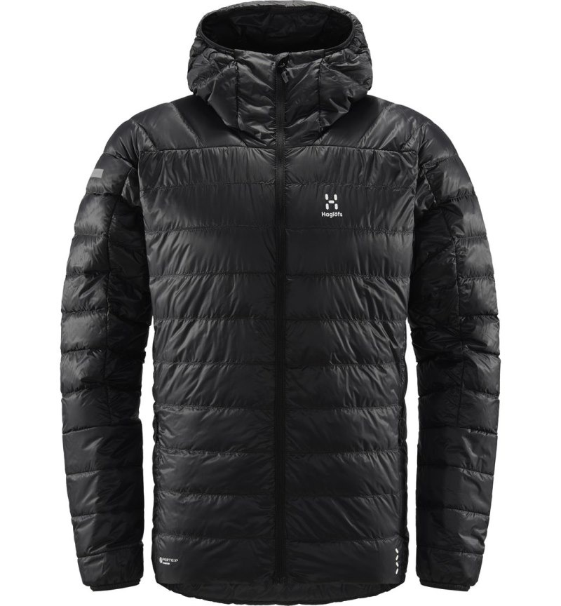 Men's Haglöfs L.I.M Down Hood Insulated Jackets Black Canada | ME99-749