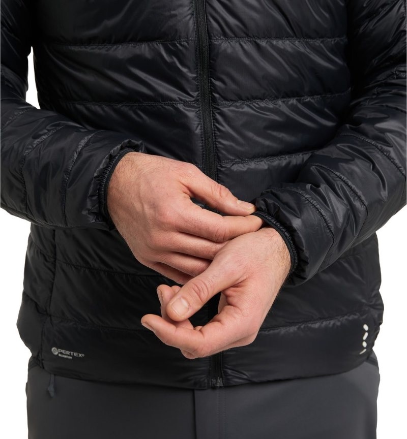 Men's Haglöfs L.I.M Down Hood Insulated Jackets Black Canada | ME99-749