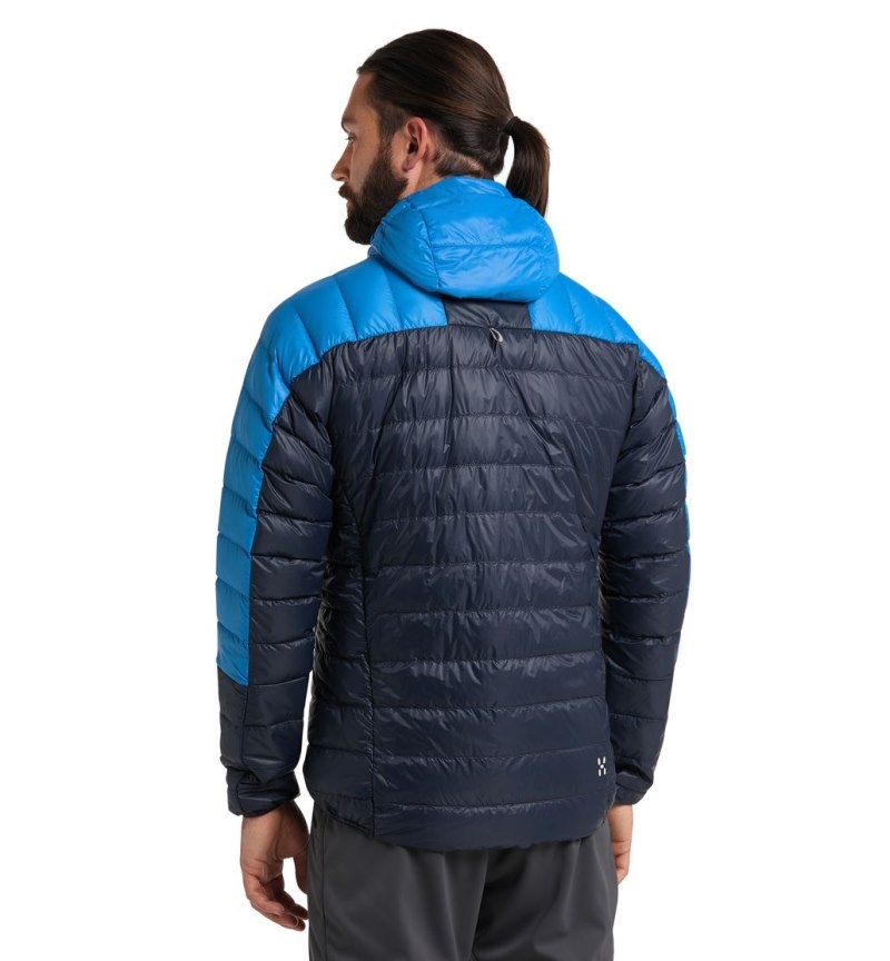 Men's Haglöfs L.I.M Down Hood Insulated Jackets Blue / Blue Canada | OO86-391