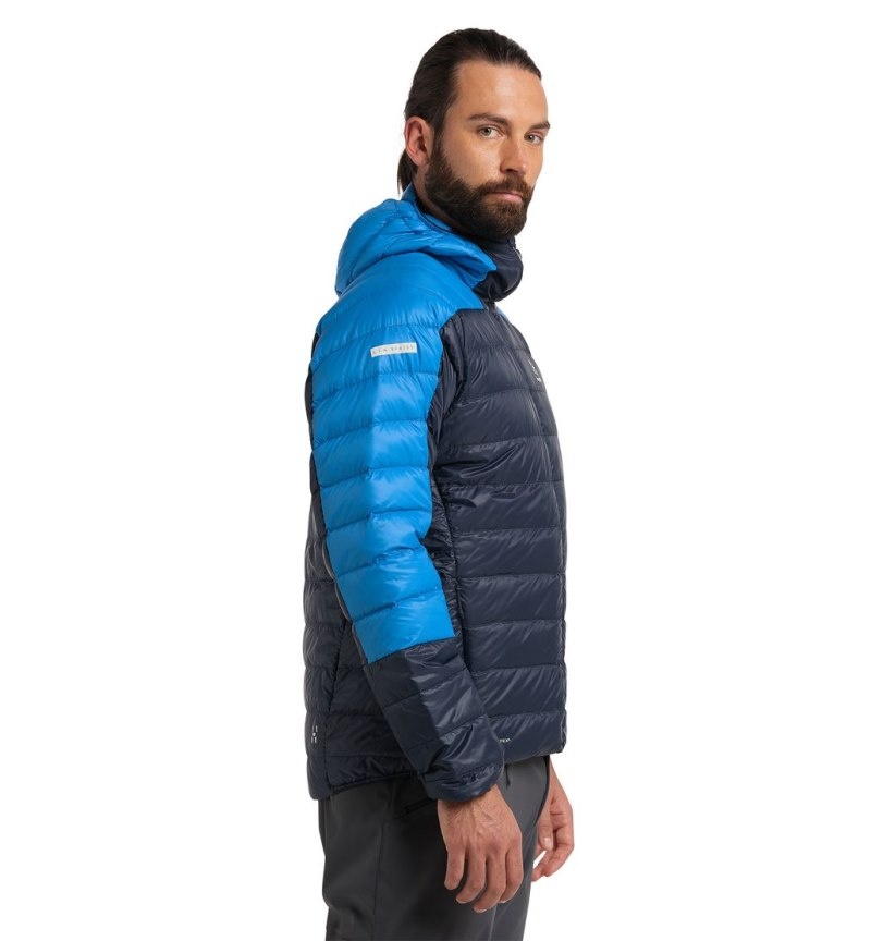 Men's Haglöfs L.I.M Down Hood Insulated Jackets Blue / Blue Canada | OO86-391