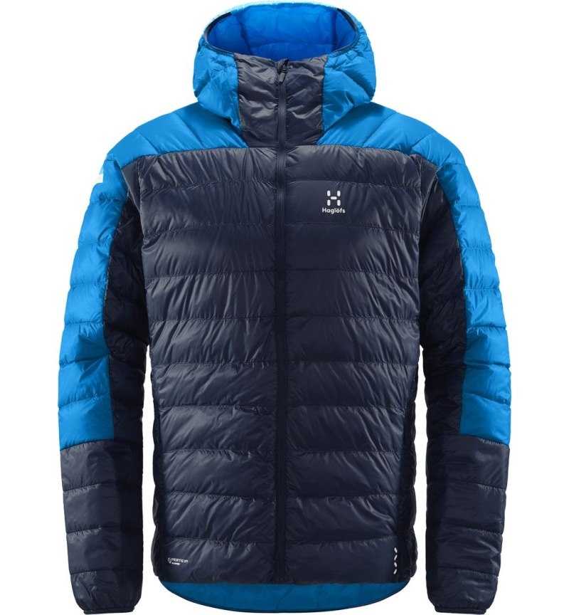 Men's Haglöfs L.I.M Down Hood Insulated Jackets Blue / Blue Canada | OO86-391