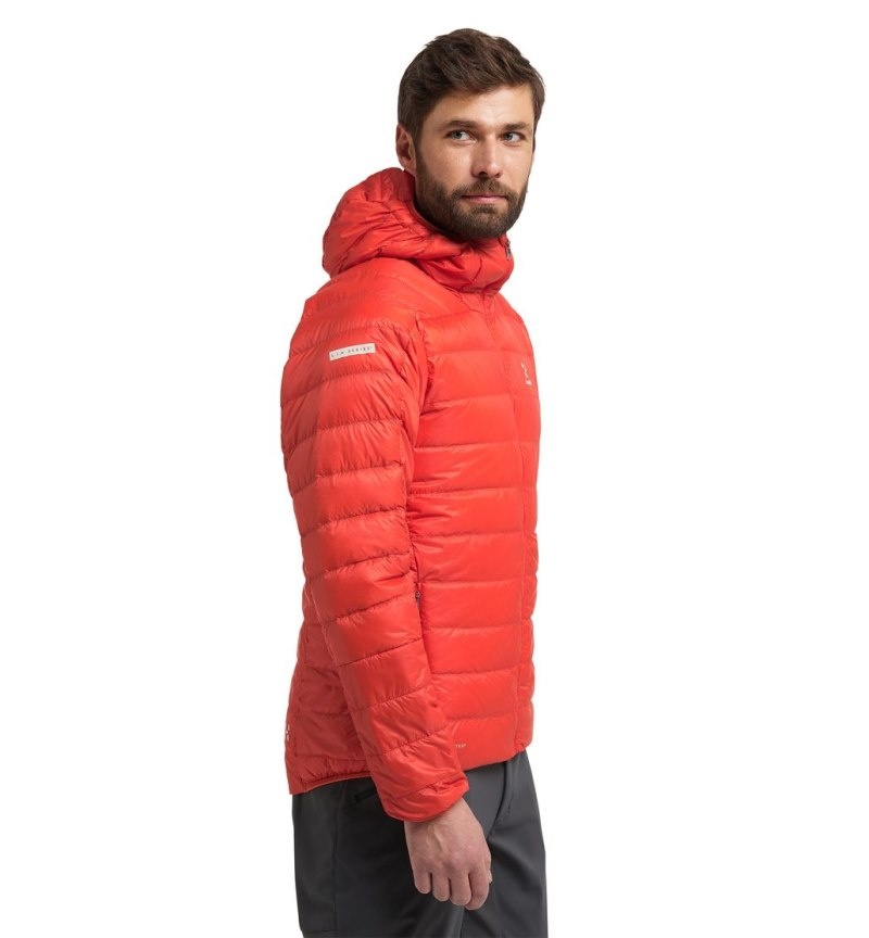 Men's Haglöfs L.I.M Down Hood Insulated Jackets Habanero Canada | SZ27-695