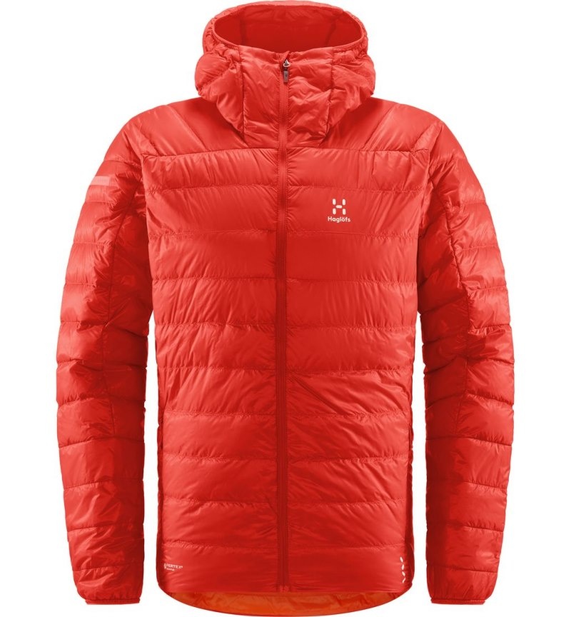 Men's Haglöfs L.I.M Down Hood Insulated Jackets Habanero Canada | SZ27-695